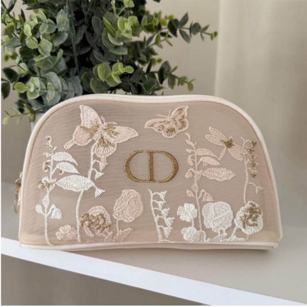 Dior Embroidered Floral Mesh Vanity Pouch – Limited Edition, Rare